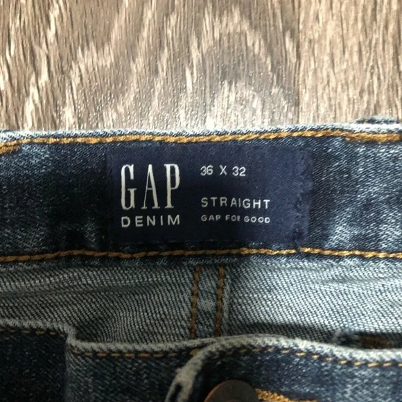 Gap Men's 36x32 Dark Indigo Straight Fit Denim Jeans - Picture 6 of 9